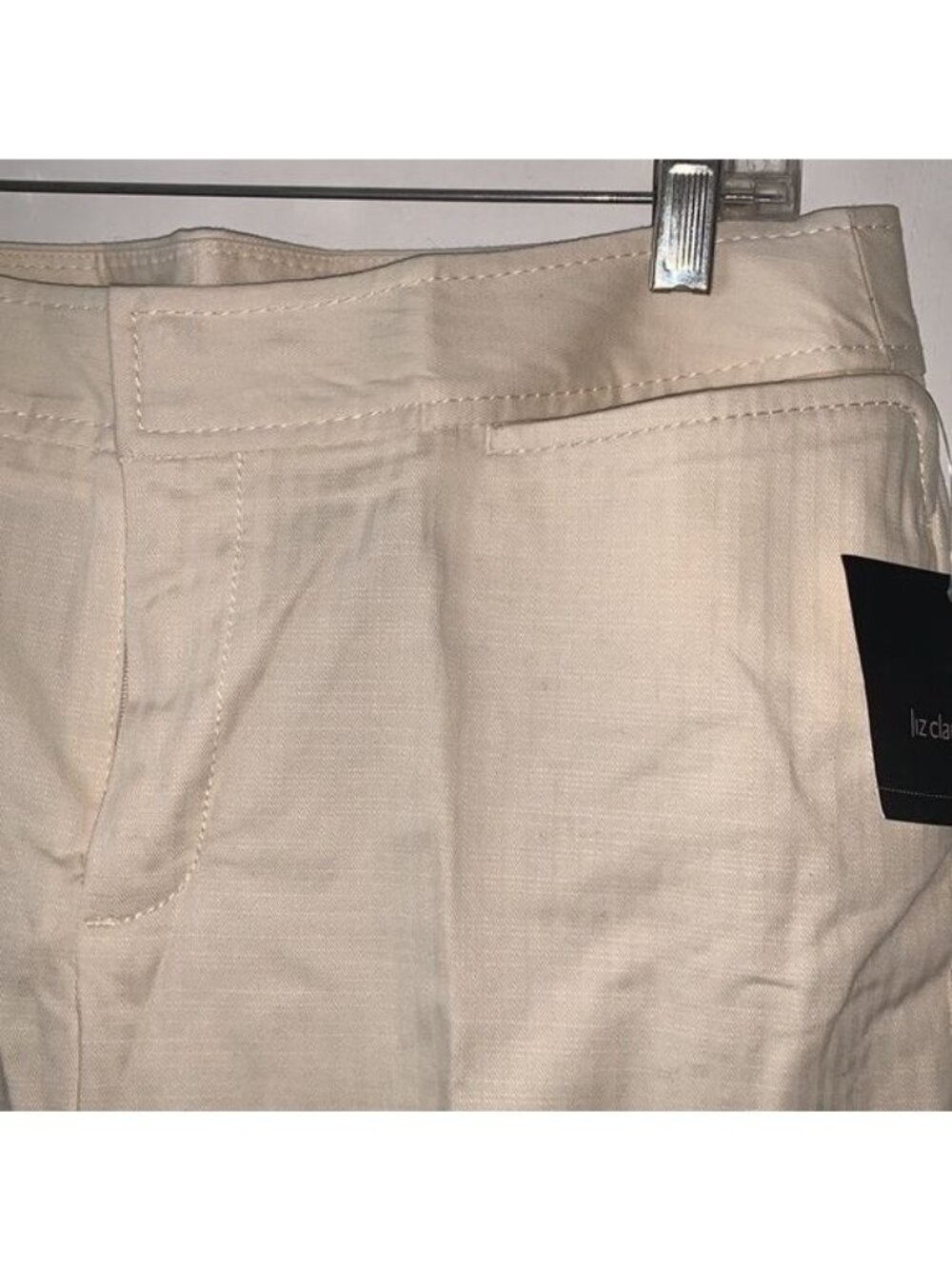 Liz Claiborne Audra Womens Off-White Straight-Leg Pants Size 12 Cotton Blend - Picture 5 of 14